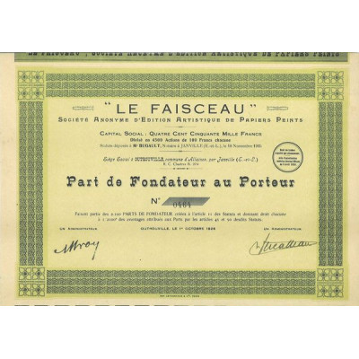 "Le Faisceau" S.A. d'Edition Artistique de Papiers Peints