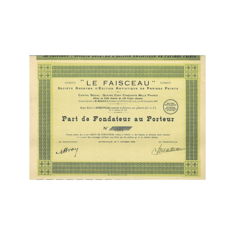 "Le Faisceau" S.A. d'Edition Artistique de Papiers Peints