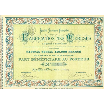 S.A. Française pour la Fabrication des Céruses à St-Waast-la-Vallée (Nord)