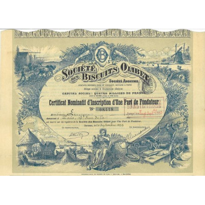 Sté des Biscuits Olibet (Certif)