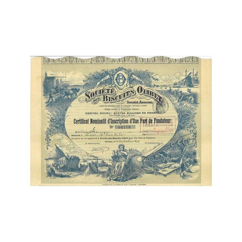 Sté des Biscuits Olibet (Certif)