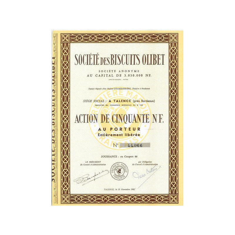 Sté des Biscuits Olibet (Act 50 NF)