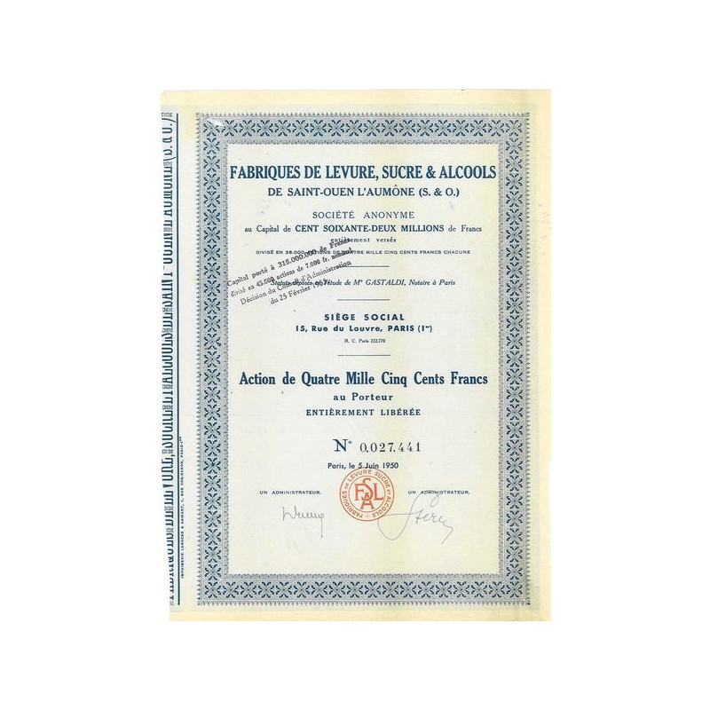 Fabriques de Levure Sucre & Alcools de Saint-Ouen L'Aumône (S&O)