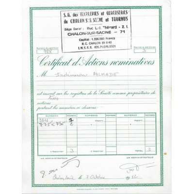 S.A. des Feculeries et Glucoseries de Chalon-sur-Saône et Tournus (Certif)