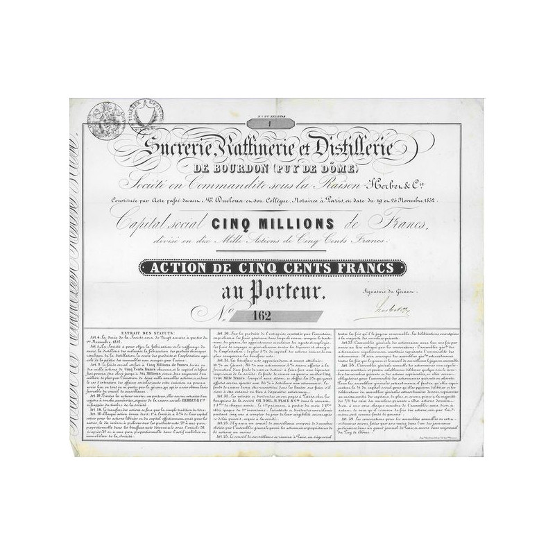 Sucrerie Raffinerie et Distillerie de Bourdon (Puy-de-Dôme)(modele 1)