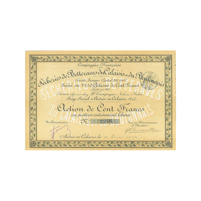 Cie Française des Sécheries de Betteraves du Calaisie et du Boulonnais