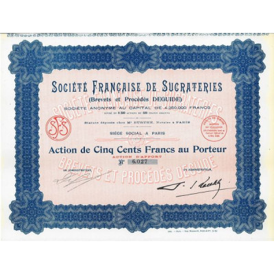 Sté Française de Sucrateries (Brevets et Procédés Deguide) (Act)