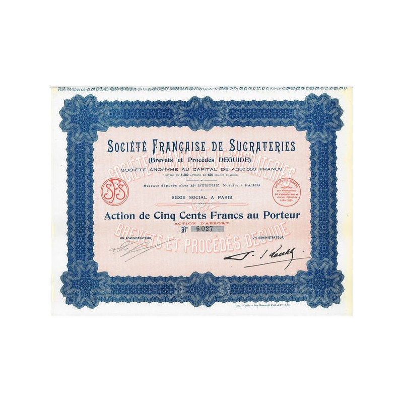 Sté Française de Sucrateries (Brevets et Procédés Deguide) (Act)