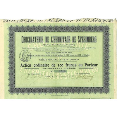 Chocolaterie de l'Hermitage de Sterimberg (Anc Chocolaterie de la Drôme) (Act ordin)