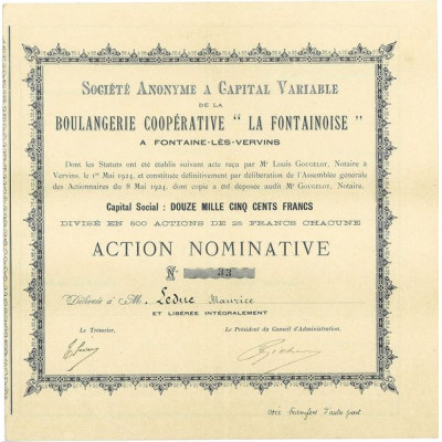 S.A. à Capital Variable de la Boulangerie Coopérative "La Fontainoise" à Fontaine-lès-Vervins