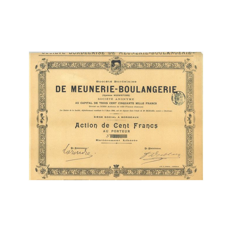 Sté Bordelaise de Meunerie-Boulangerie (Système Schweitzer)