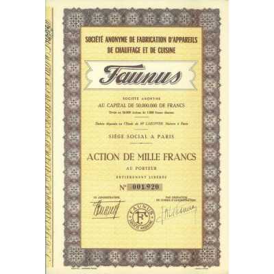 S.A. de Fabrication d'Appareils de Chauffage et de Cuisine - Faunus (Act 1000 F)