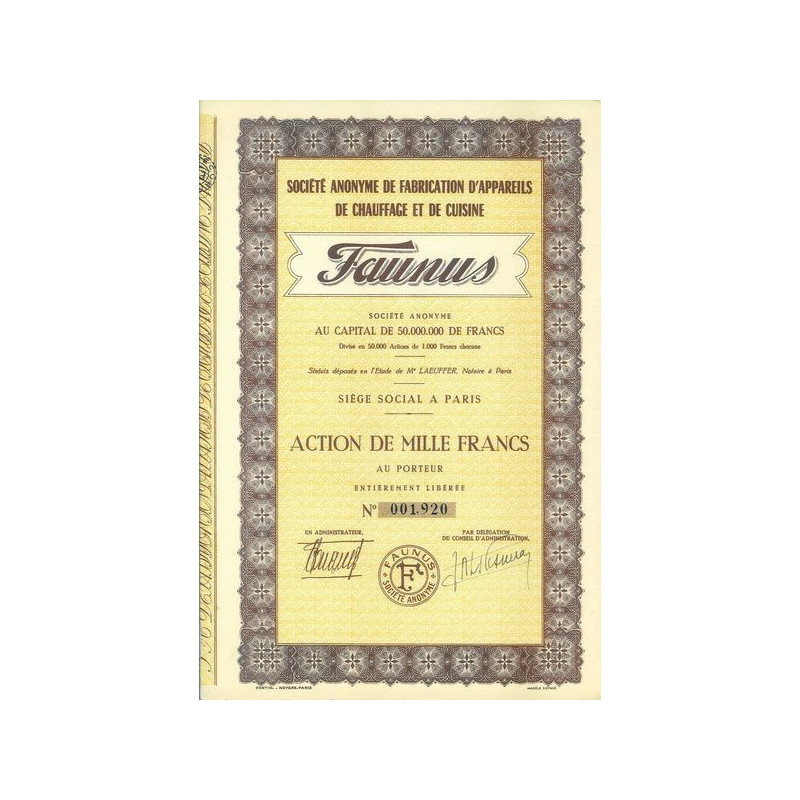 S.A. de Fabrication d'Appareils de Chauffage et de Cuisine - Faunus (Act 1000 F)