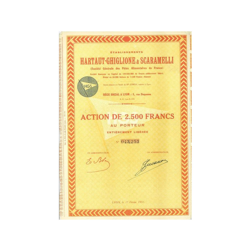 Ets Hartaut-Ghiglione & Scaramelli (Sté Gale des Pâtes Alimentaires de France) (Act 2500 F)