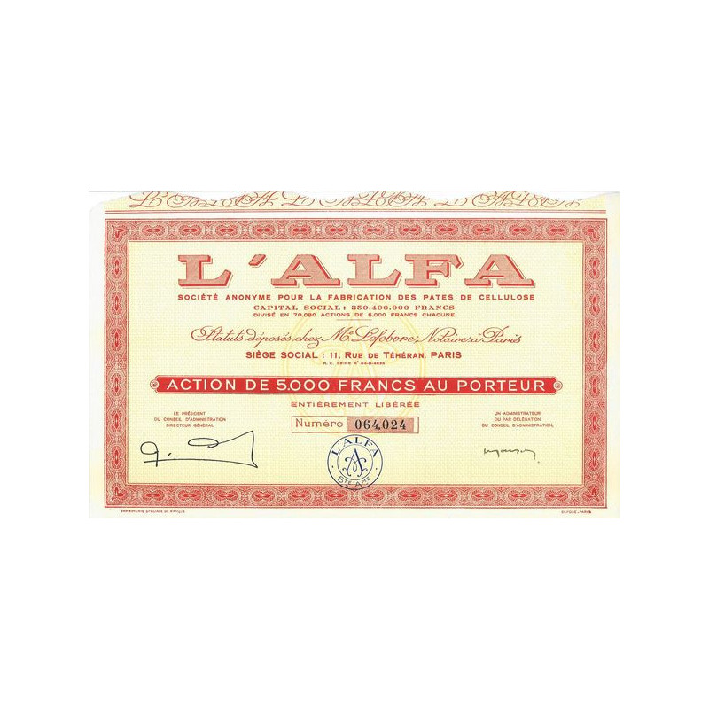 L'Alfa S.A. pour la Fabrication des Pates de Cellulose