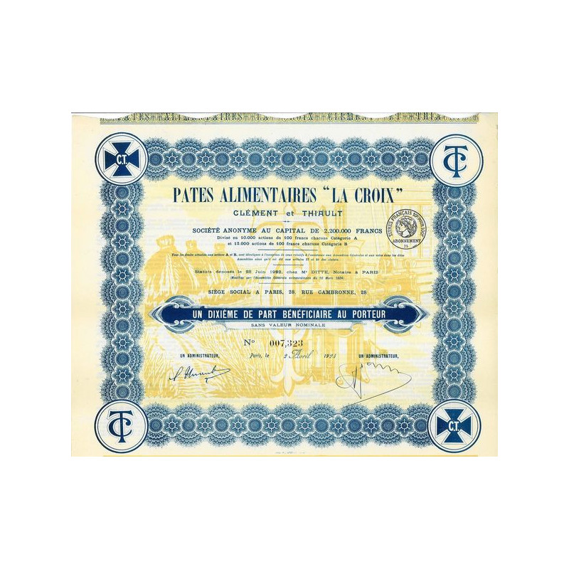 Pates Alimentaires "La Croix" Clément et Thiault (10ème PB)