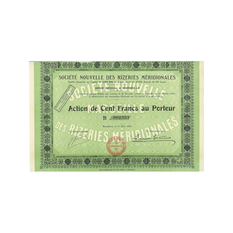 Sté Nlle des Rizeries Méridionales (1924)