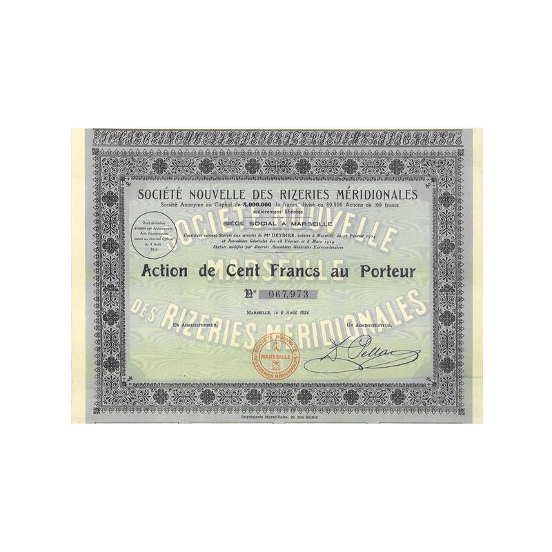 Sté Nlle des Rizeries Méridionales (1934)