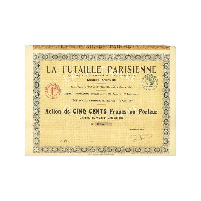 La Futaille Parisienne - Anc Ets A. Lefèvre Fils