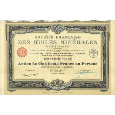 Sté Française des Huiles Minérales (Act 500 F)