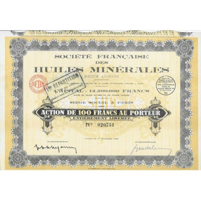 Sté Française des Huiles Minérales (Act 100 F)