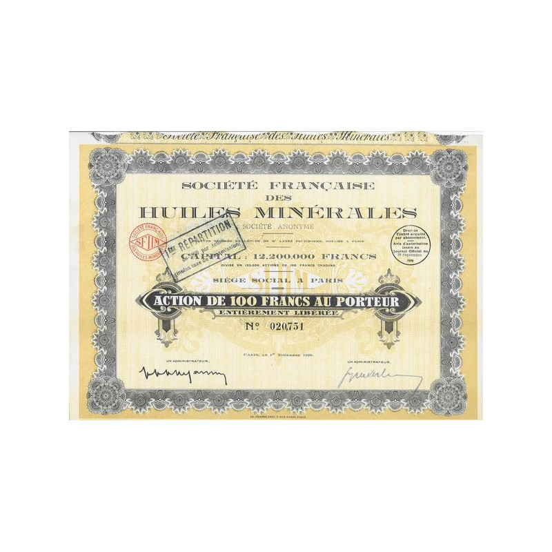 Sté Française des Huiles Minérales (Act 100 F)