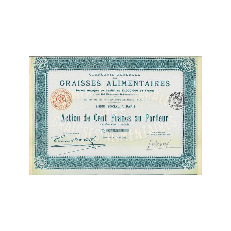 Cie Gale des Graisses Alimentaires