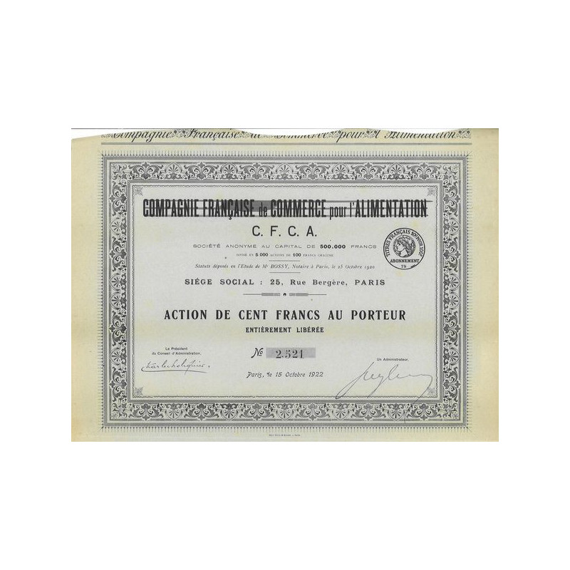 C.F.C.A. Cie Française de Commerce pour l'Alimentation
