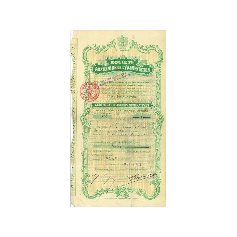 Sté Auxiliaire de l'Alimentation (Certif)