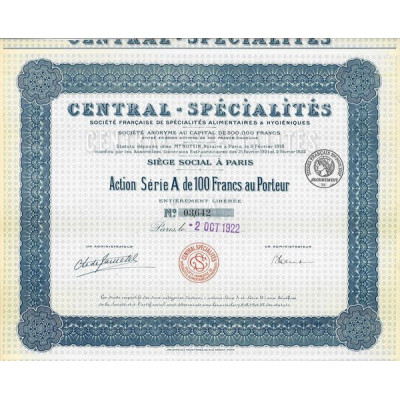 Central-Spécialités Sté Française de Spécialités Alimentaires & Hygiéniques