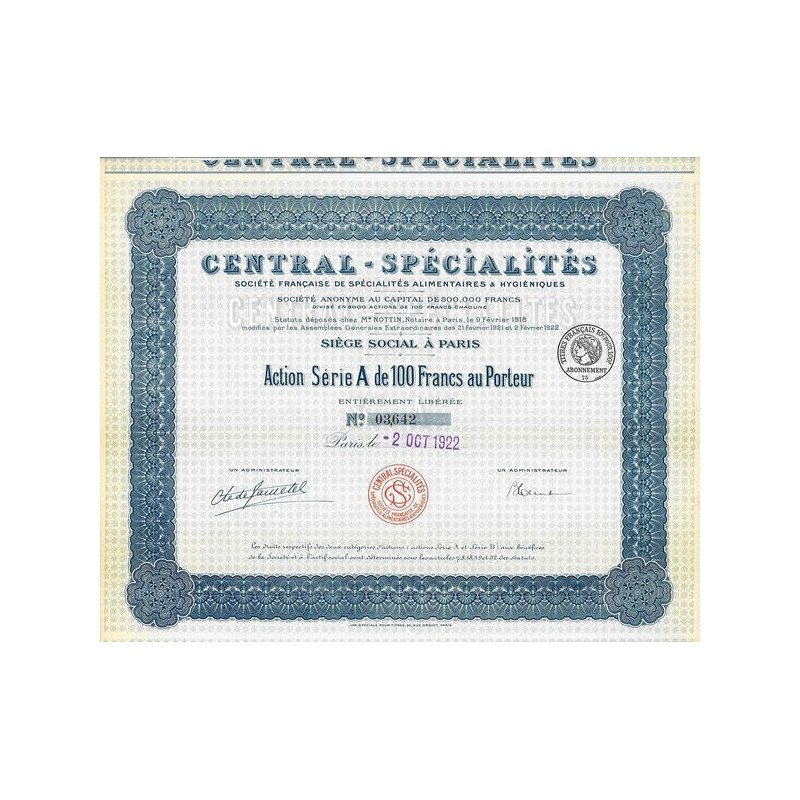 Central-Spécialités Sté Française de Spécialités Alimentaires & Hygiéniques