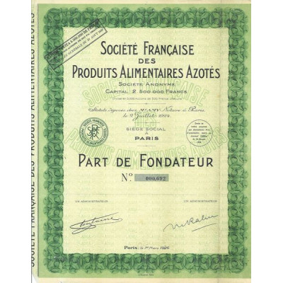 Sté Française des Produits Alimentaires Azotés (PF)