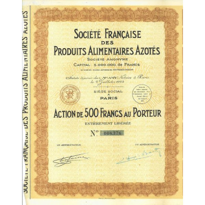 Sté Française des Produits Alimentaires Azotés (Act)