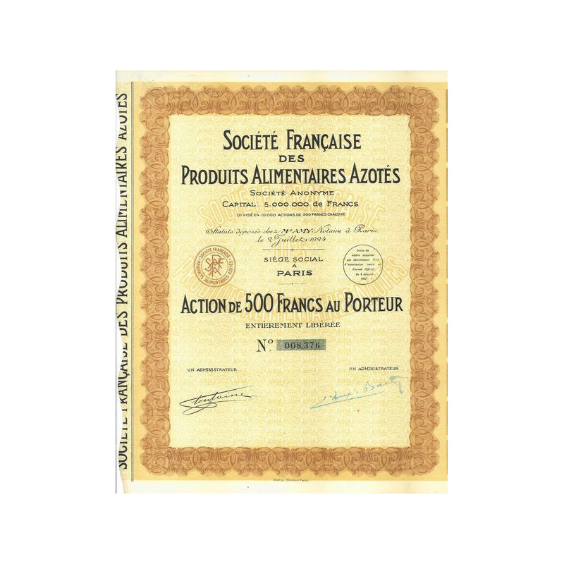 Sté Française des Produits Alimentaires Azotés (Act)