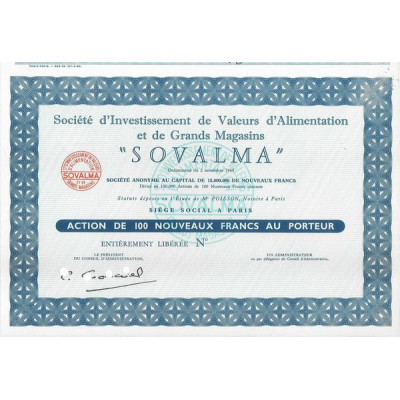 Sté d'Investissement de Valeurs d'Alimentation et de Grands Magasins "Sovalma"