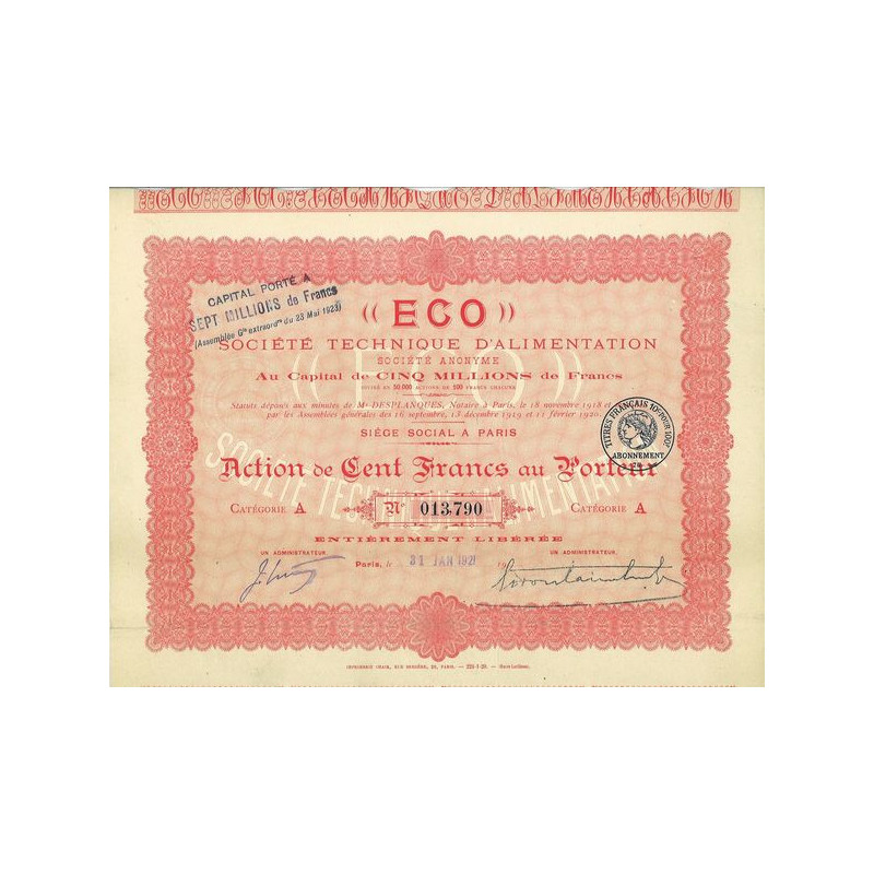 "Eco" Sté Technique d'Alimentation