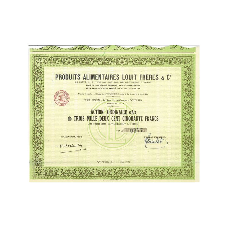 Produits Alimentaires Louis Frères & Cie (Act A)