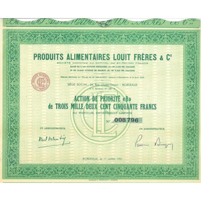 Produits Alimentaires Louis Frères & Cie (Act B)