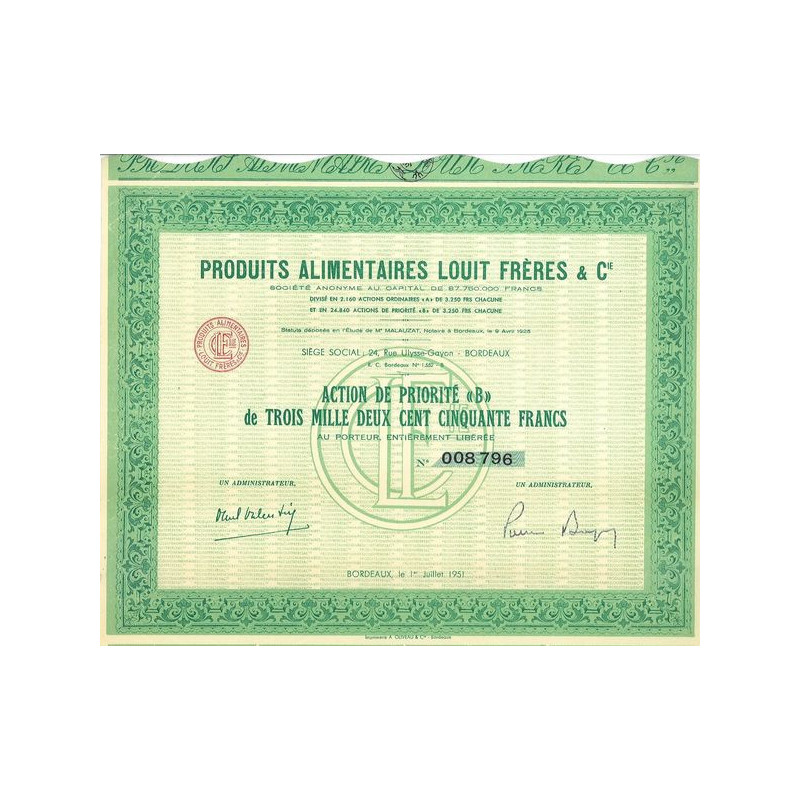 Produits Alimentaires Louis Frères & Cie (Act B)