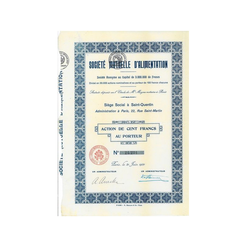 Sté Mutuelle d'Alimentation (1920)
