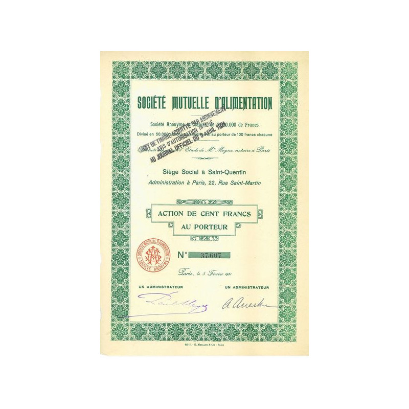 Sté Mutuelle d'Alimentation (1921)