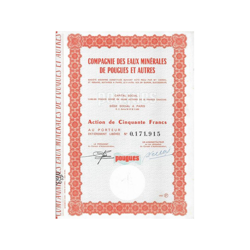 Cie des Eaux Minérales de Pougues et Autres