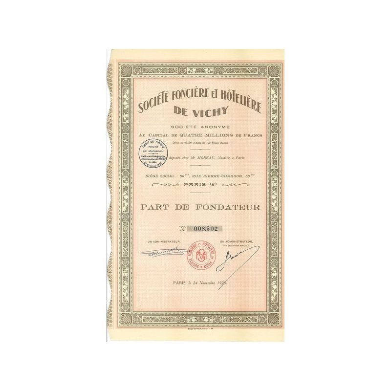 Sté Foncière et Hôtelière de Vichy (PF)