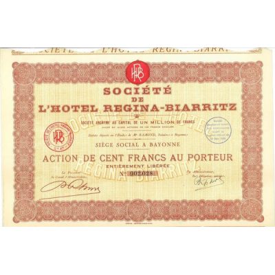 Sté de l'Hôtel Régina-Biarritz (Act 1925)