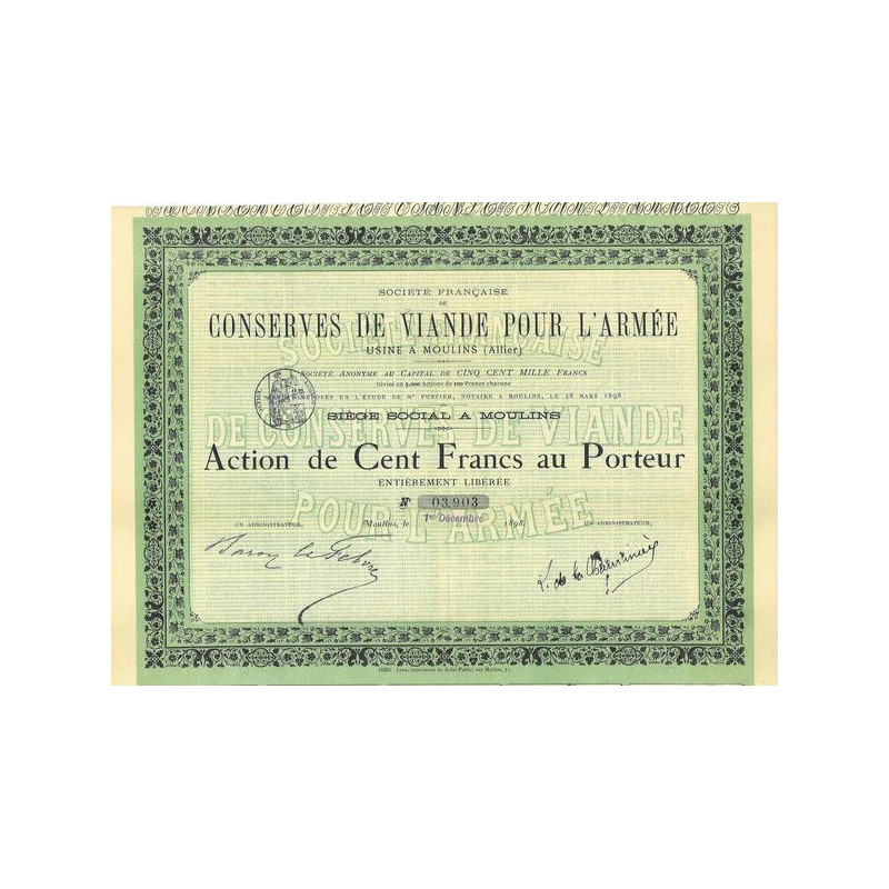 Sté Française de Conserves de Viande pour l'Armée - Usine à Moulins (Allier)