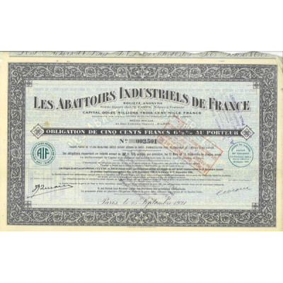 Les Abattoirs Industriels de France (Obl)