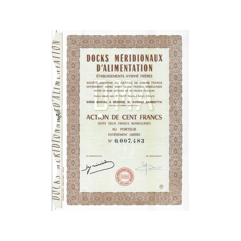 Docks Méridionaux d'Alimentation - Ets Ayrivié Frères (Act 100 F)