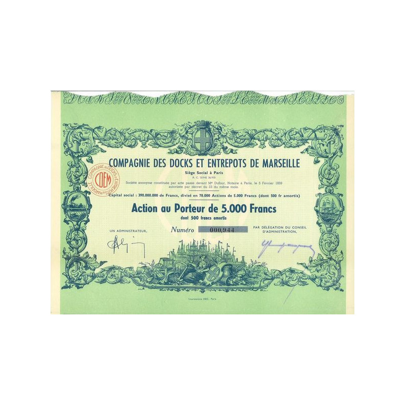 Cie des Docks et Entrepots de Marseille (Act 5000 F)