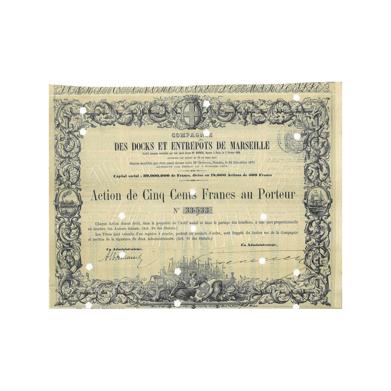 Cie des Docks et Entrepots de Marseille (Act 500 F)