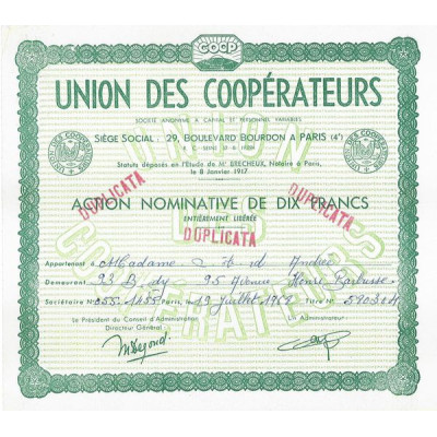 Union des Coopérateurs (Act Nomin 10 F)